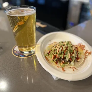 Beer and tack Choi taco.