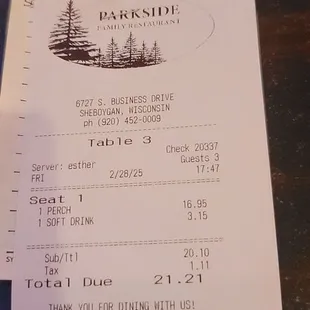 Not too shabby at all for all that grub included the salad and the big scoop of vanilla ice cream for dessert  02/28/2025