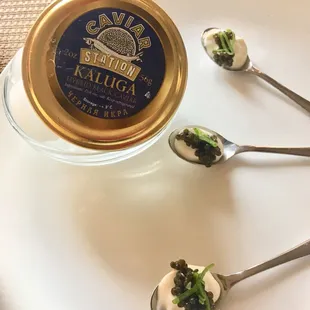 Caviar and Bellwether Farms Creme fraiche - my lovely lunch