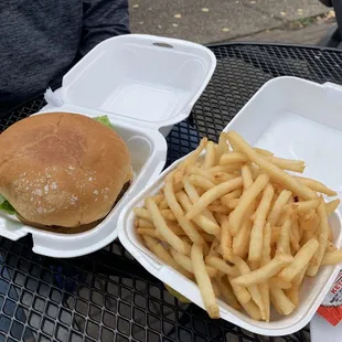 Burger and fries