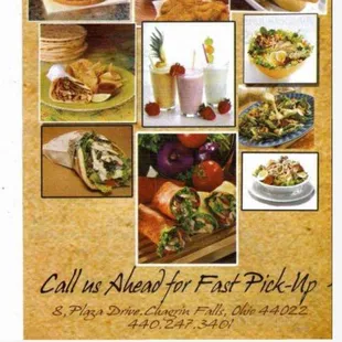 a menu for a fast food restaurant