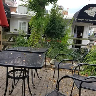 Park seating outside the doors