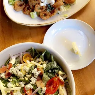 Calamari and spinach salad