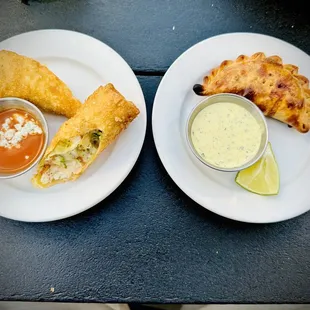 Buffalo egg rolls and empanadas