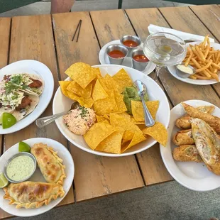 empanadas and fish tacos
