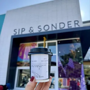 Oat milk cappuccino from Sip &amp; Sonder. Extra $.75 for non-dairy milk