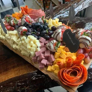 a platter of meat and cheeses