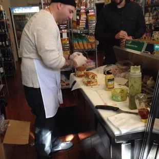 Mike working the deli
