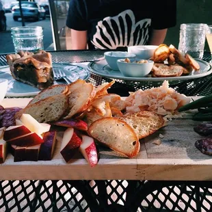 Their board, a pie and some of the spreads.