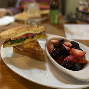 Auntie Nessa with vegan cheese, added spinach and tomato