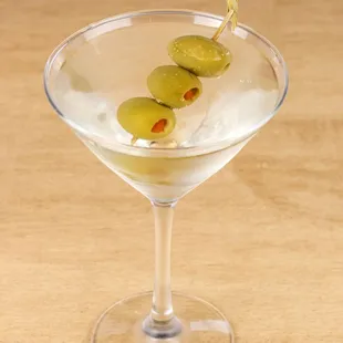 a martini with olives in it
