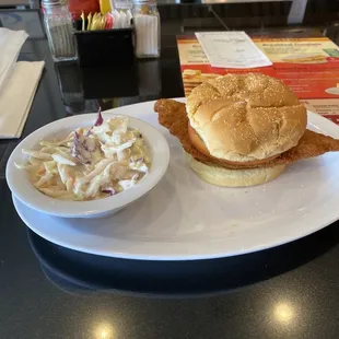 Fried flounder and slaw