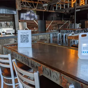 Covid friendly digital menu and lots of sanitizer