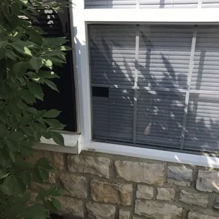 See that squared cut out in the blinds? they made me replace mine during my lease but let a neighbor continue to have his
