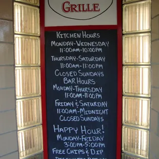 Specials and info, outside the front entry.