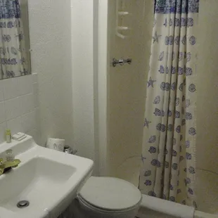 Very small but clean bathroom.