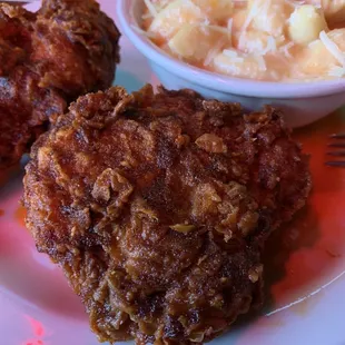 Fried chicken with hot oil.
