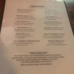 menu