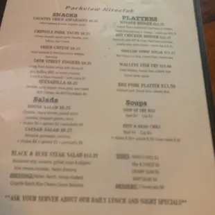 menu