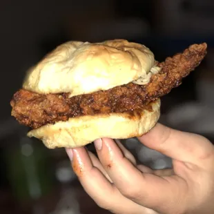 Spicy chicken sandwich. He said it was SO hot!