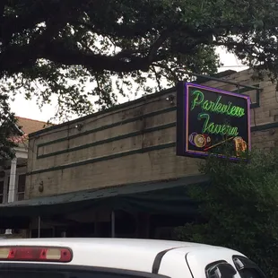 Look for the neon sign!