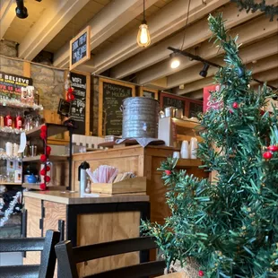 a christmas tree in the foreground