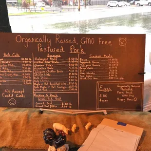 menu and price list