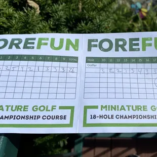 a scorebook for the tournament