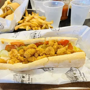 Lg Shrimp Poor Boy with a side a fries.  Delicious!