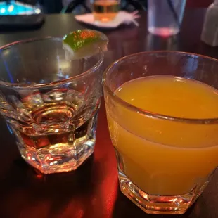 two glasses of orange juice