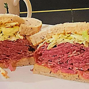 Corned Beef on rye, coleslaw Russia dressing.