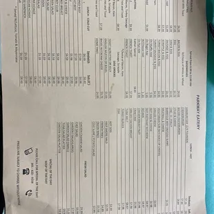 Up to date menu 9/17/24