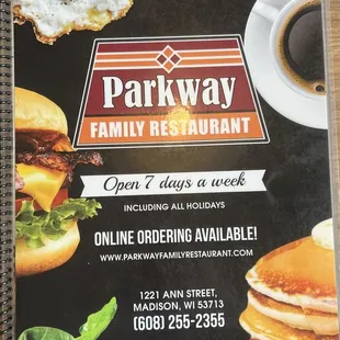 menu, pancakes