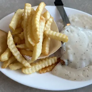 Country Fried Steak with Milk Gravy and 2 Vegetables
