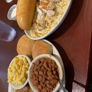 Country Fried Steak Plate and Fettuccini Alfredo Pasta