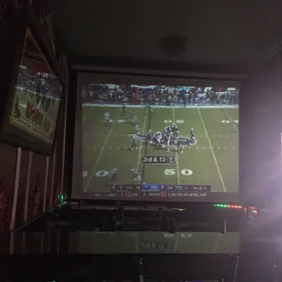 Raiders on the old school pull down screen