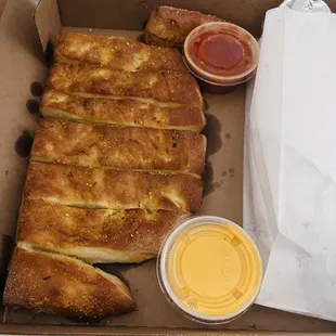 8 Pieces Garlic Breadsticks. Really good.