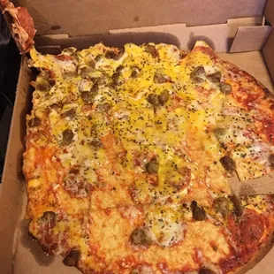 Love the pizza here but this is the second time we have received our pizza with everything slid off the pizza.