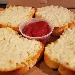 Vegan garlic cheese toast ($7.65). Not good. Weird, vague garlic flavor &amp; excessive, mushy/creamy cheese.