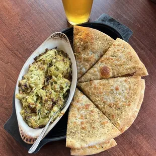 Artichoke dip is great and has a little kick to it!