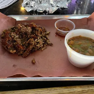 Chopped brisket and beans for a Labor Day snack!