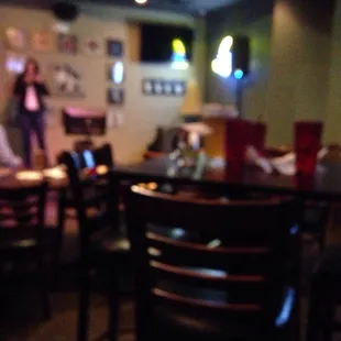 Stage area where they usually do karaoke.