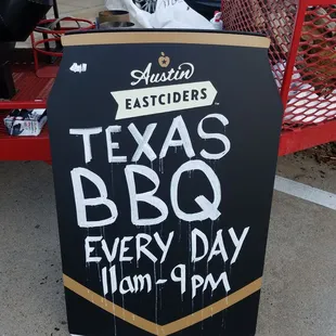 a sign for a bbq every day