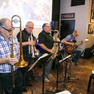 a band playing instruments