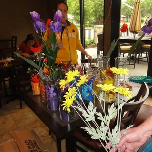 Taking over the breakfast area to put together the center pieces for my best friend&apos;s wedding