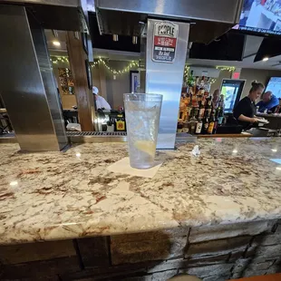 a drink on the bar
