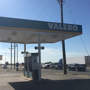 a gas station on a sunny day
