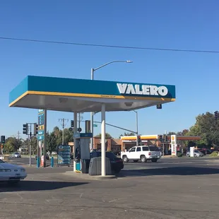 a gas station on a sunny day