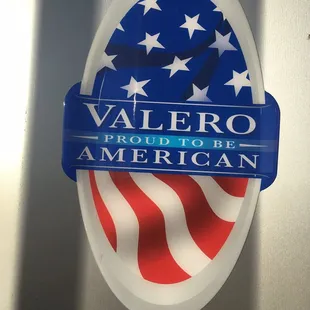 a sticker on a refrigerator