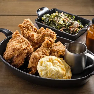 fried chicken and collard greens